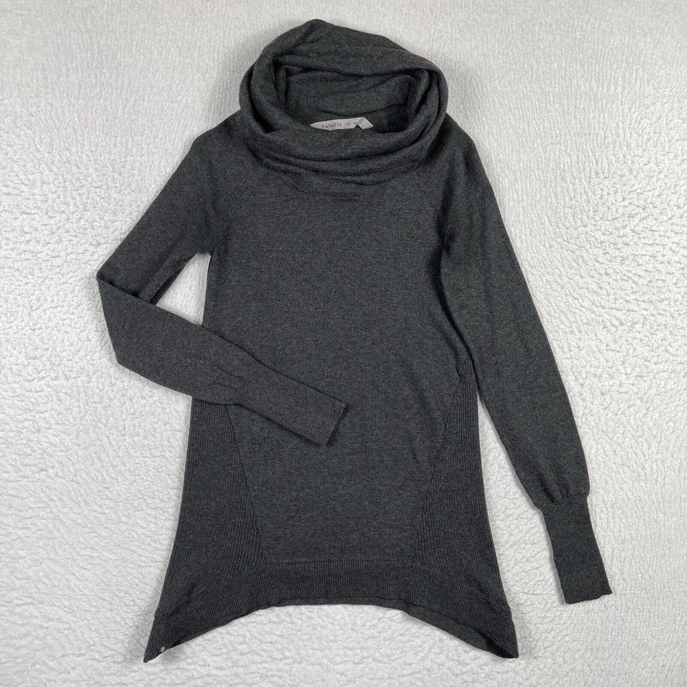 Athleta Sweater Womens XXS Gray Cotton Cashmere Cowl‎ Neck Pullover Ladies Top